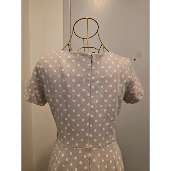 H&M Women's Beige Polka Dot Midi Dress Size M Cotton Stretch - Picture 6 of 12